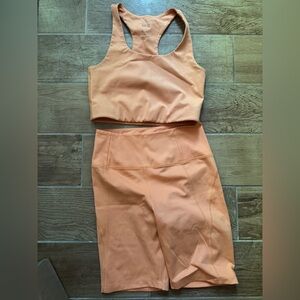 Peach Racerback Sports Bra and Leggings Set